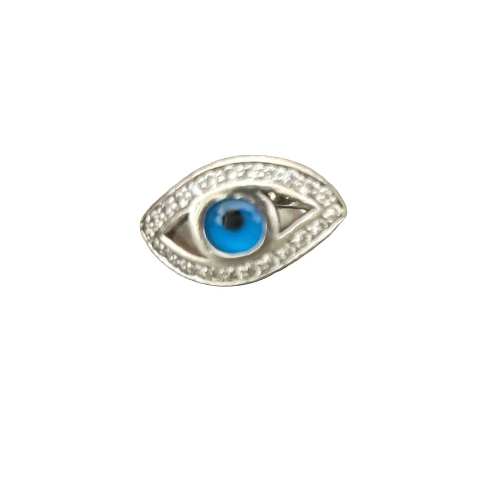 925 Silver Evil Eye Ring with Blue Center